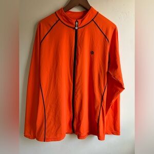 ▶️ Coolibar men’s Large Long Sleeve Water Jacket UPF 50+ Full Zip Orange